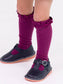 RuffleButts + RuggedButts - Girls 3-Pack Knee High Ruffle Socks - Dusty Olive, Navy, & Eggplant Harvest