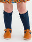 RuffleButts + RuggedButts - Girls 3-Pack Knee High Ruffle Socks - Dusty Olive, Navy, & Eggplant Harvest