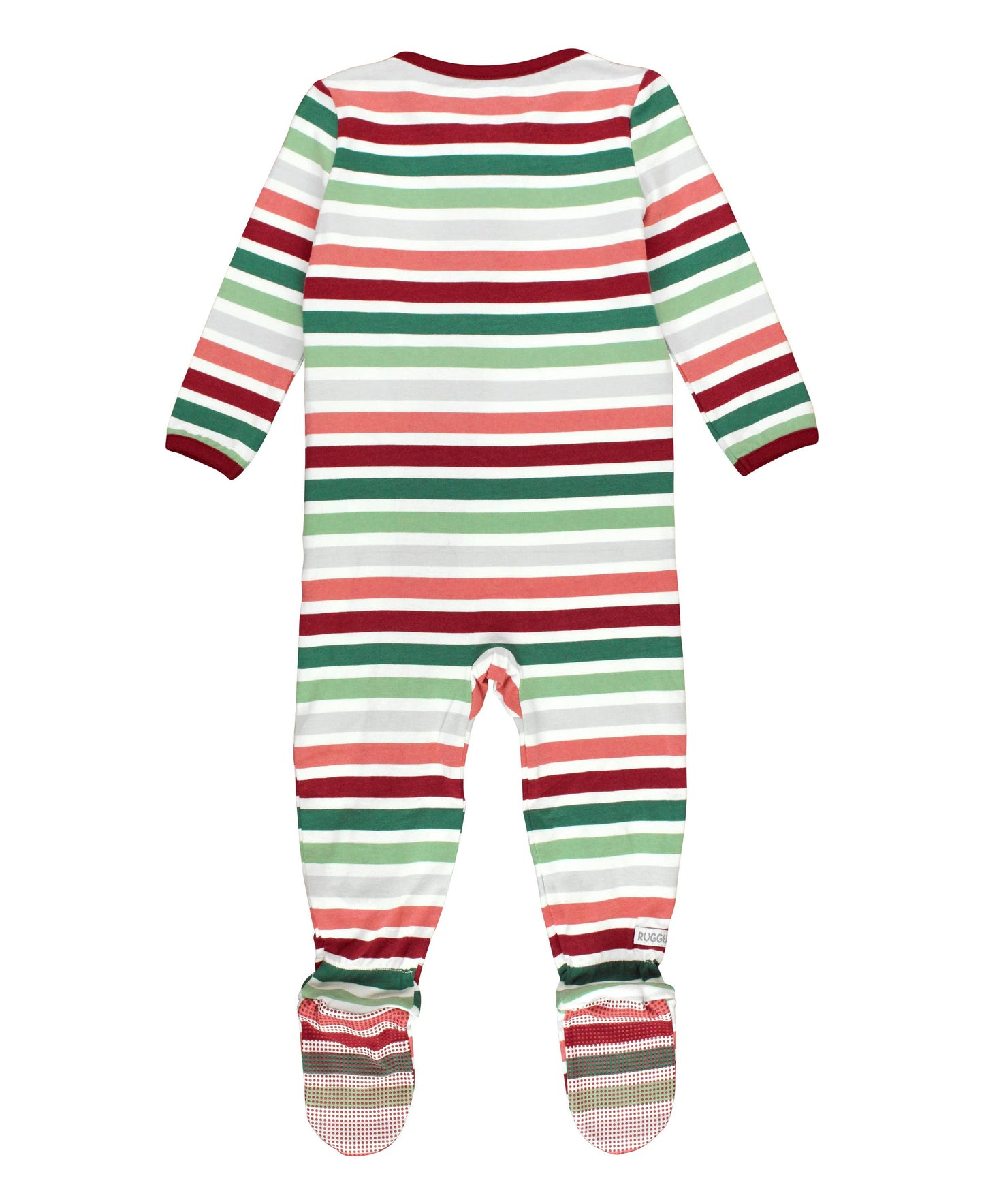 Holly Jolly Stripe Footed One Piece Pajama: 6-12m / Multi-Color