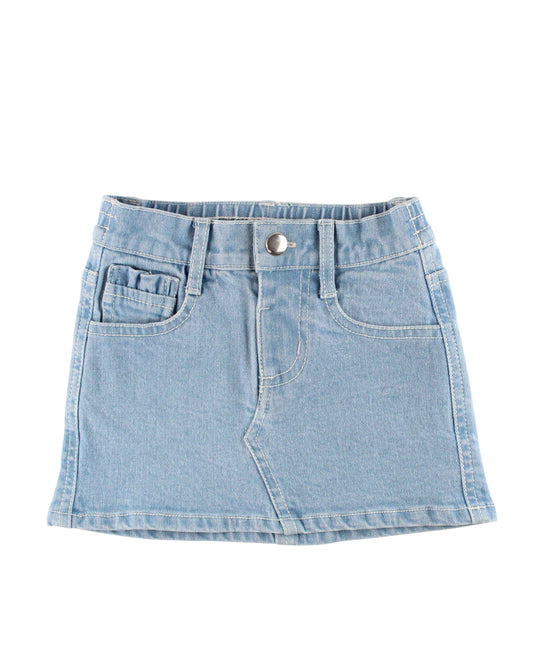 RuffleButts + RuggedButts - Girls Light Wash Ruffle Denim Skirt