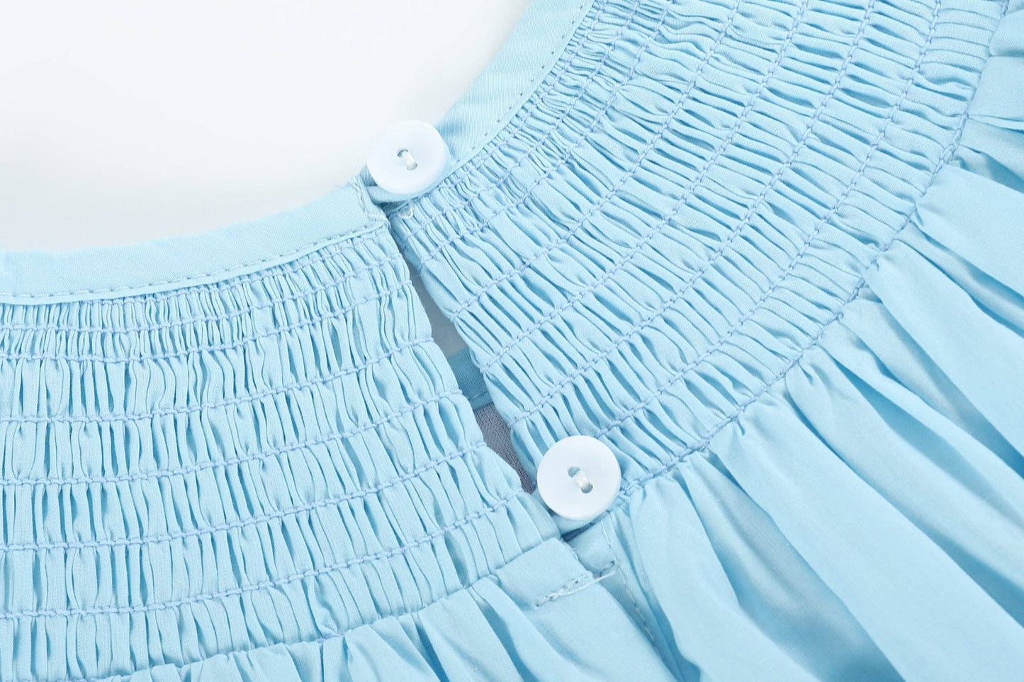 Lil Cactus - Blue Santa Smocked Bishop Dress