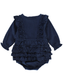 RuffleButts + RuggedButts - Baby Girls Dark Navy Stretch Corduroy Waterfall Bubble Romper