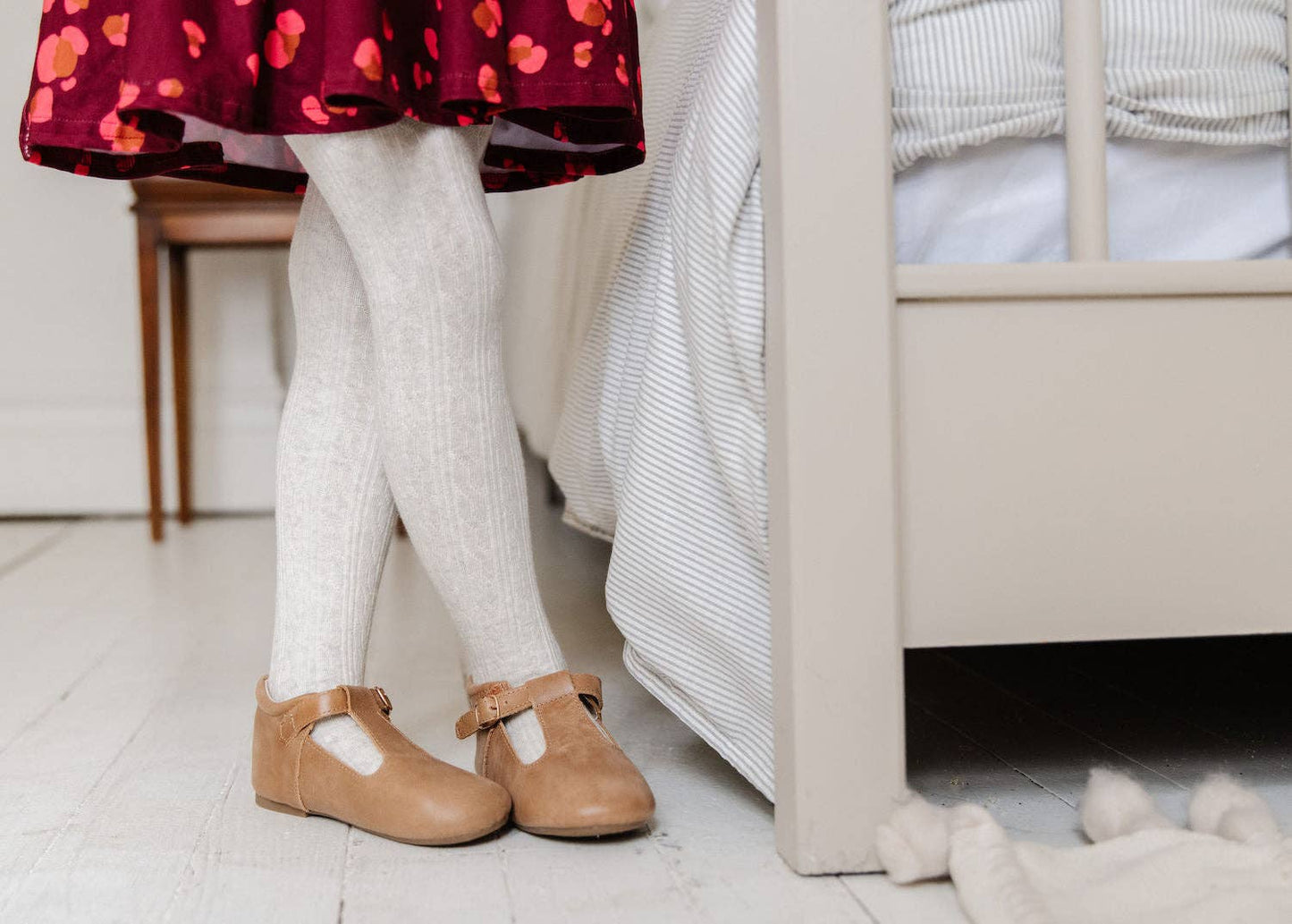 Little Stocking Co. - Heathered Ivory Cable Knit Tights: 3-4 YEARS