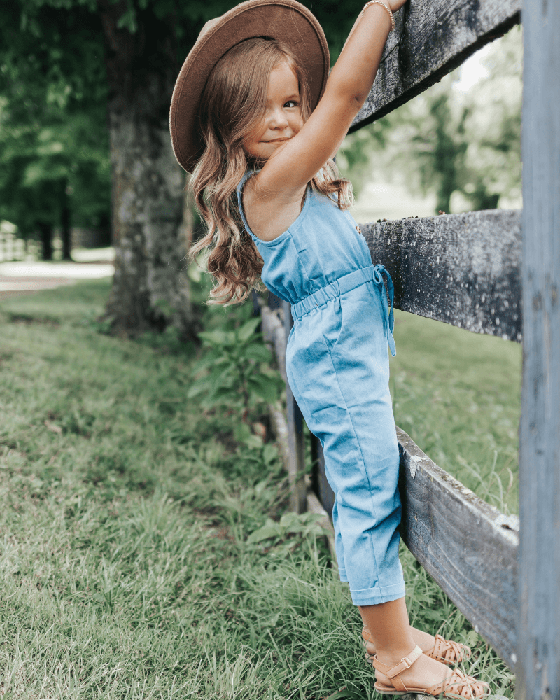 Bailey's Blossoms - Ari Button Front Denim Jumpsuit - Light Denim