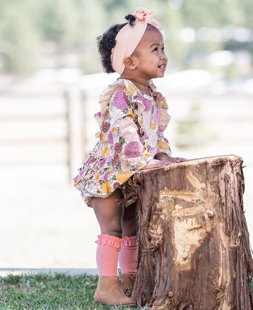 RuffleButts - 3-Pack Antique Blue, Floral & Terra Cotta Knee High Socks