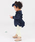 RuffleButts + RuggedButts - Baby Girls Dark Navy Stretch Corduroy Waterfall Bubble Romper