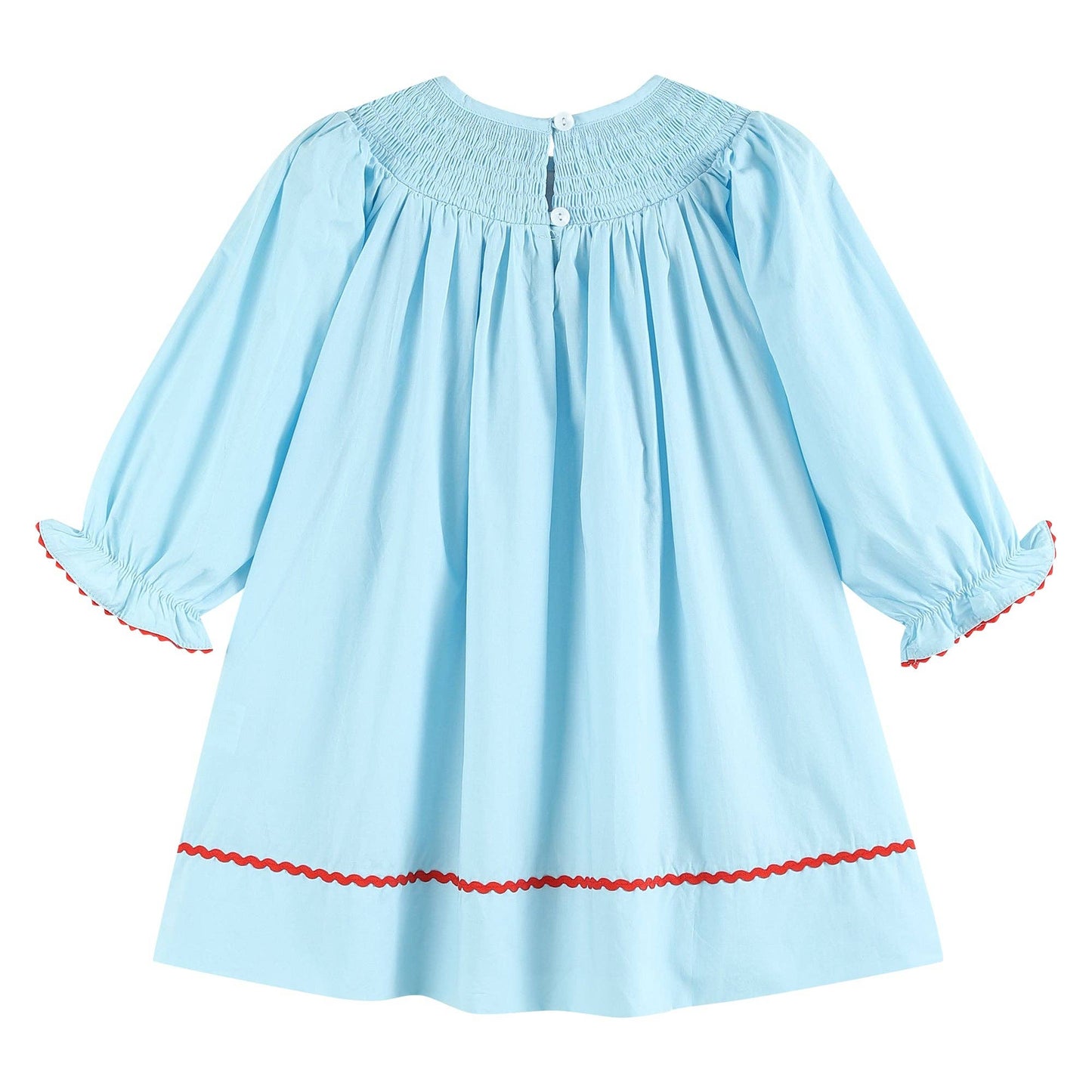 Lil Cactus - Blue Santa Smocked Bishop Dress