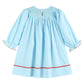 Lil Cactus - Blue Santa Smocked Bishop Dress