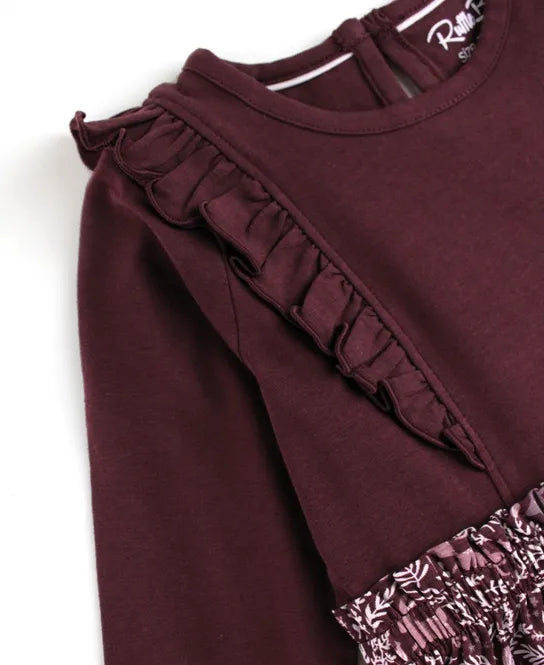 Knit Long Sleeve Mix Print Dress - Dancing Critters
