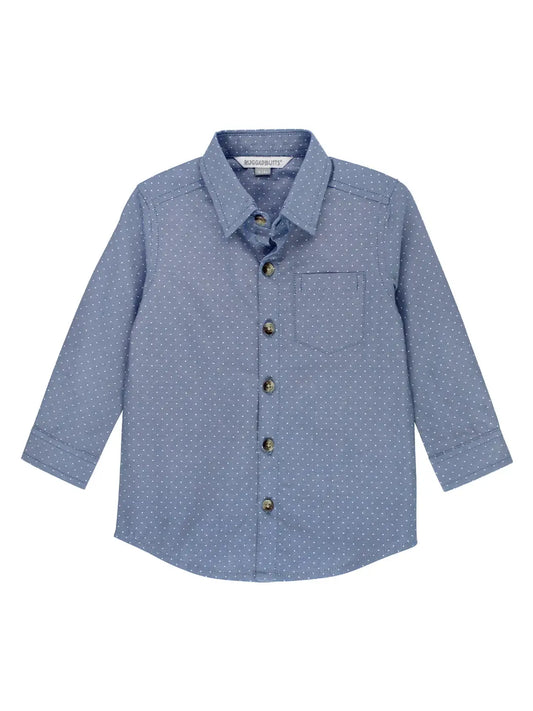 Chambray Dots Long Sleeve Button Down