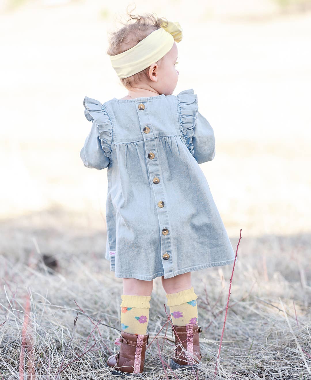 RuffleButts - 3-Pack Antique Blue, Floral & Terra Cotta Knee High Socks