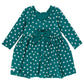 RuffleButts - Teal Buds Knit Long Sleeve Twirl Dress