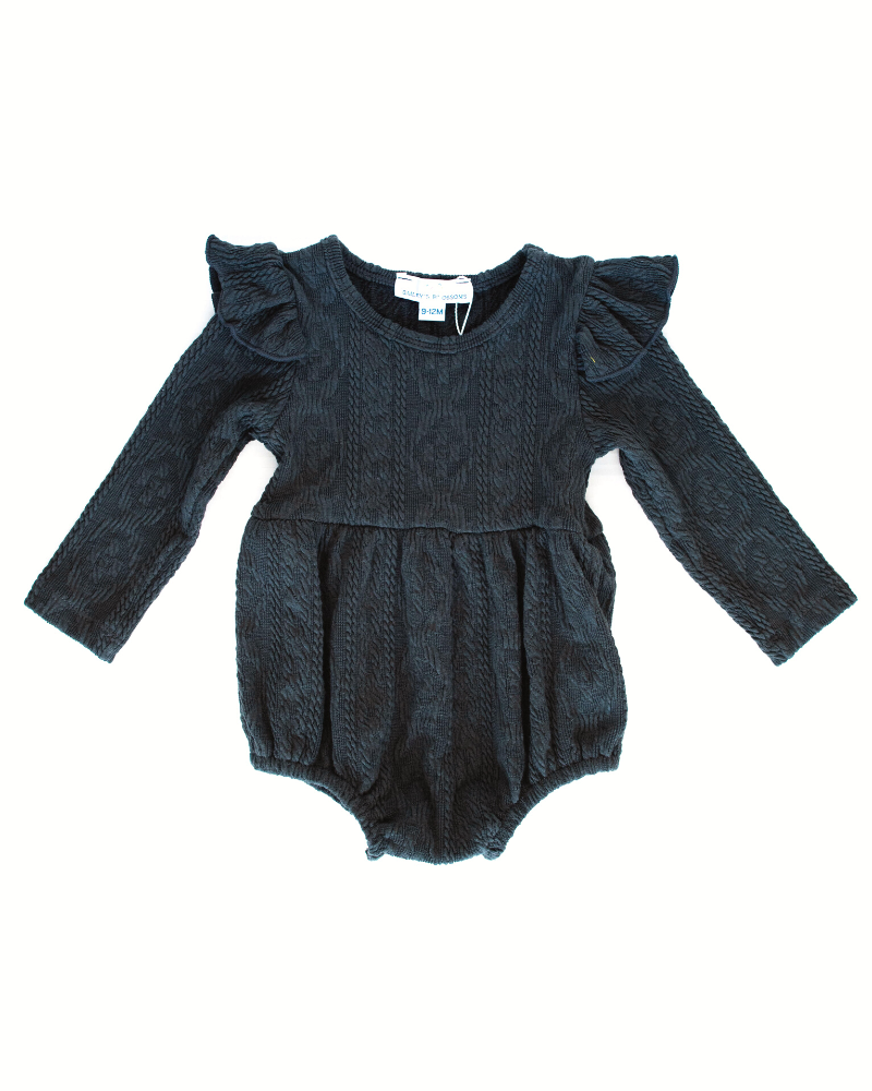 Bailey's Blossoms - Rhodes Bubble Shorty Romper - Davy Gray Cable