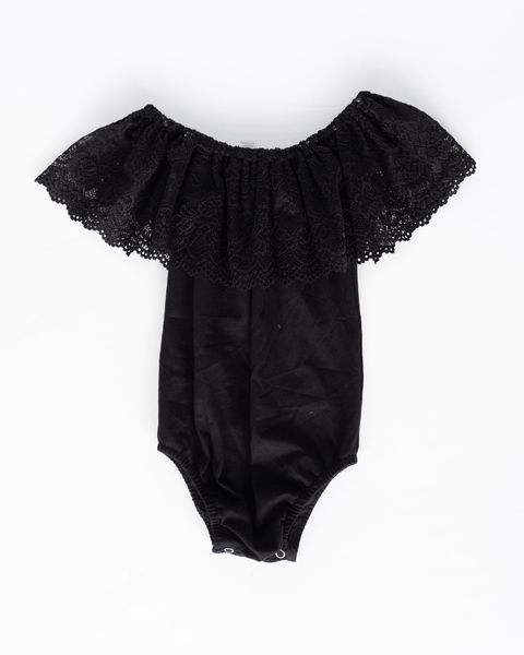 Bailey's Blossoms Kenzie Lace Flutter Sleeve Leotard Black