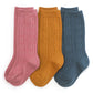 Little Stocking Co. - Art Class Cable Knit Knee High Sock 3-Pack: 4-6 YEARS