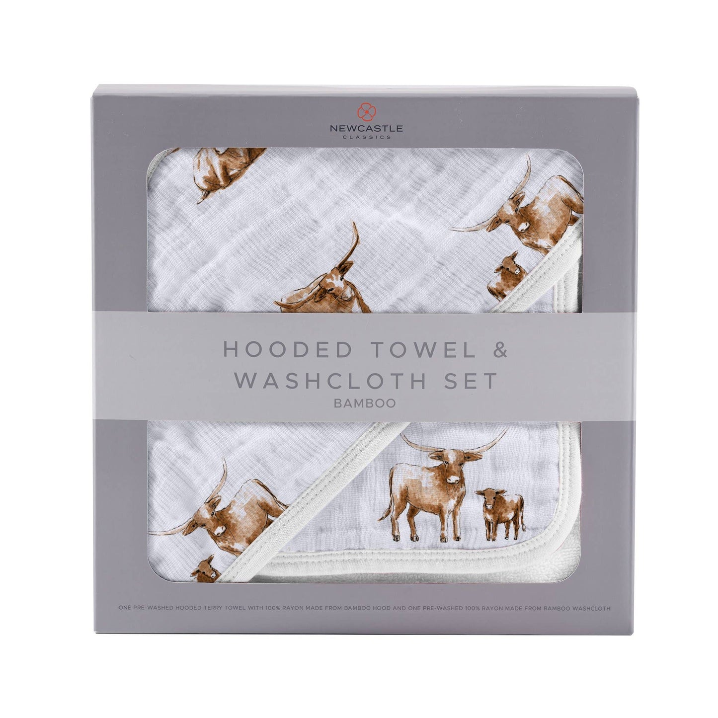 Newcastle Classics - Longhorn Hooded Bamboo Towel and Washcloth Set