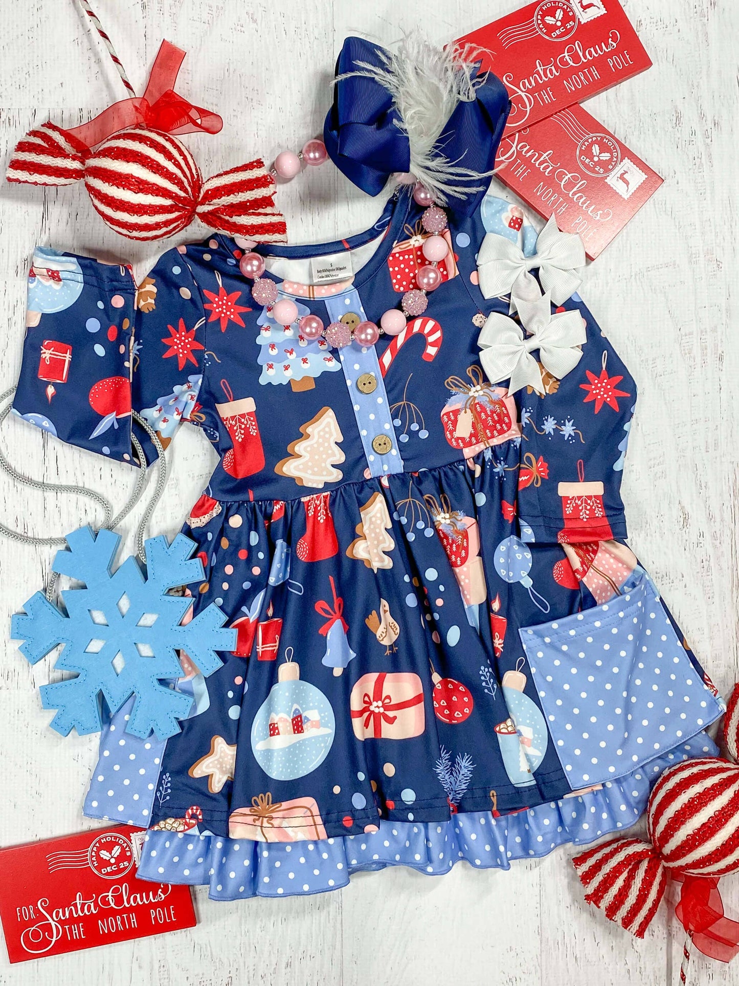 Having a Blue Christmas Double Twirl Dress: 3T