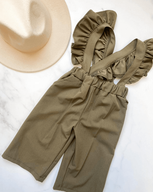 Bailey's Blossoms - Sharlyn Ruffle Suspender Pants - Moss Green