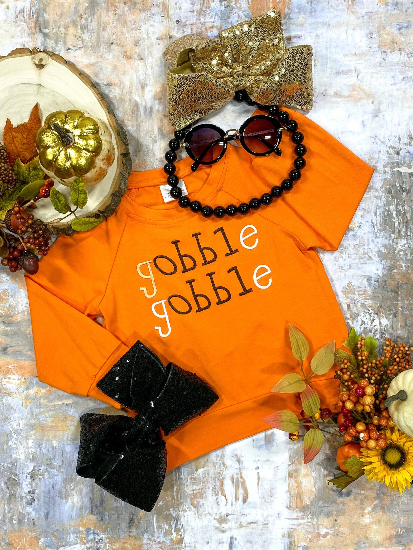 Gobble Gobble Orange Long Sleeved Shirt: 12m