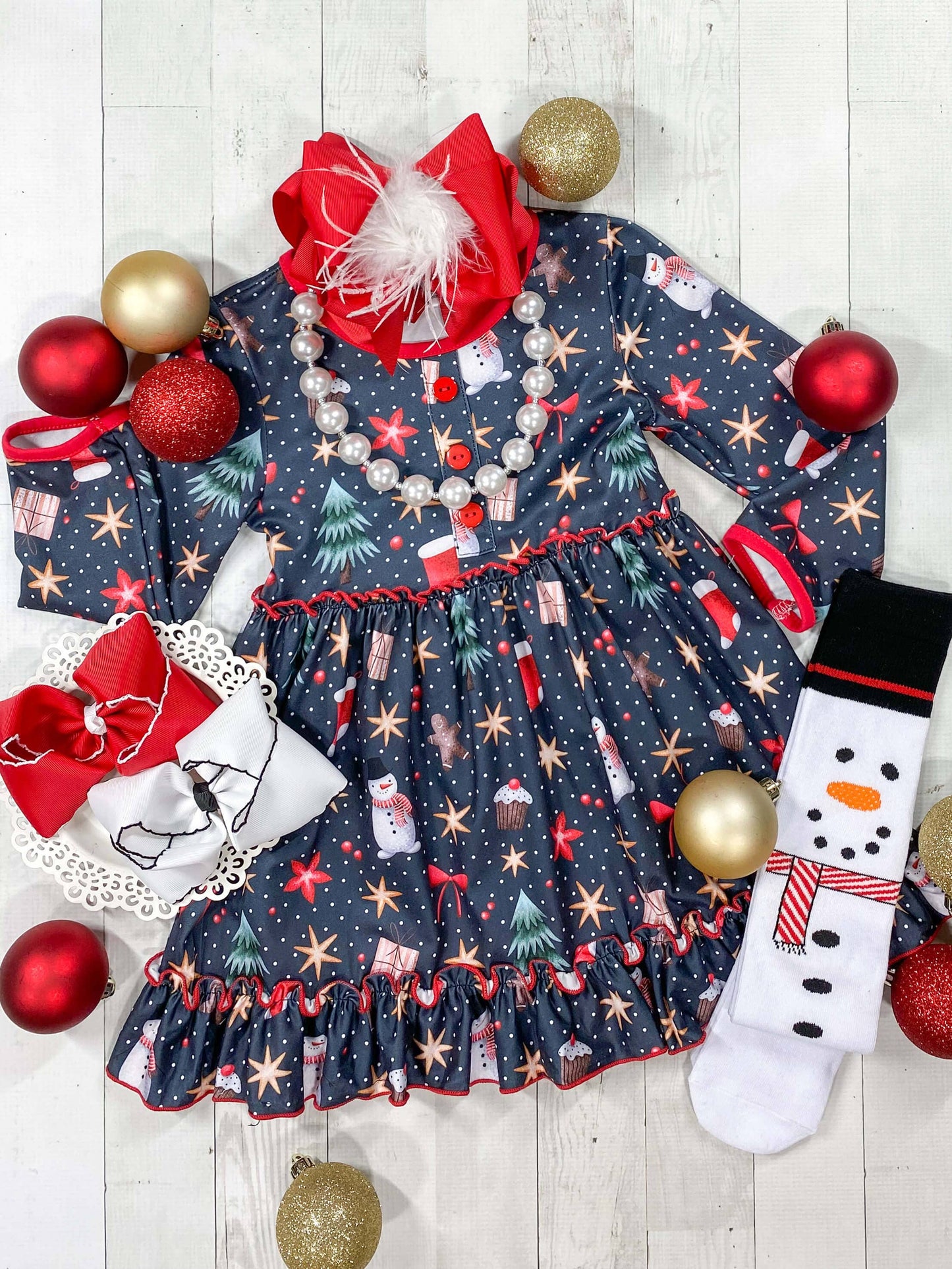 North Star Christmas Dress - Girls: 3T