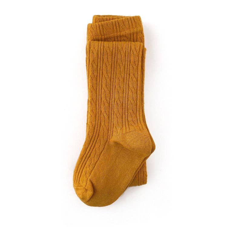 Little Stocking Co. - Marigold Yellow Cable Knit Tights: 3-4 YEARS