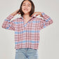 Good Girl - Plaid Print Collared V-neck Sweater