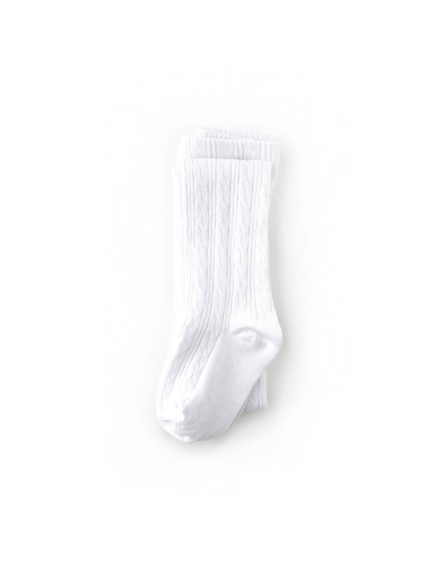 Little Stocking Co. - White Cable Knit Tights: 3 - 4 Years