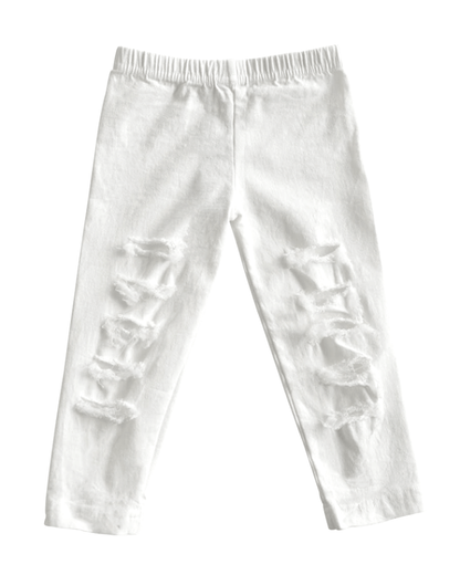 Bailey's Blossoms - Roxie Slashed Jeggings - White