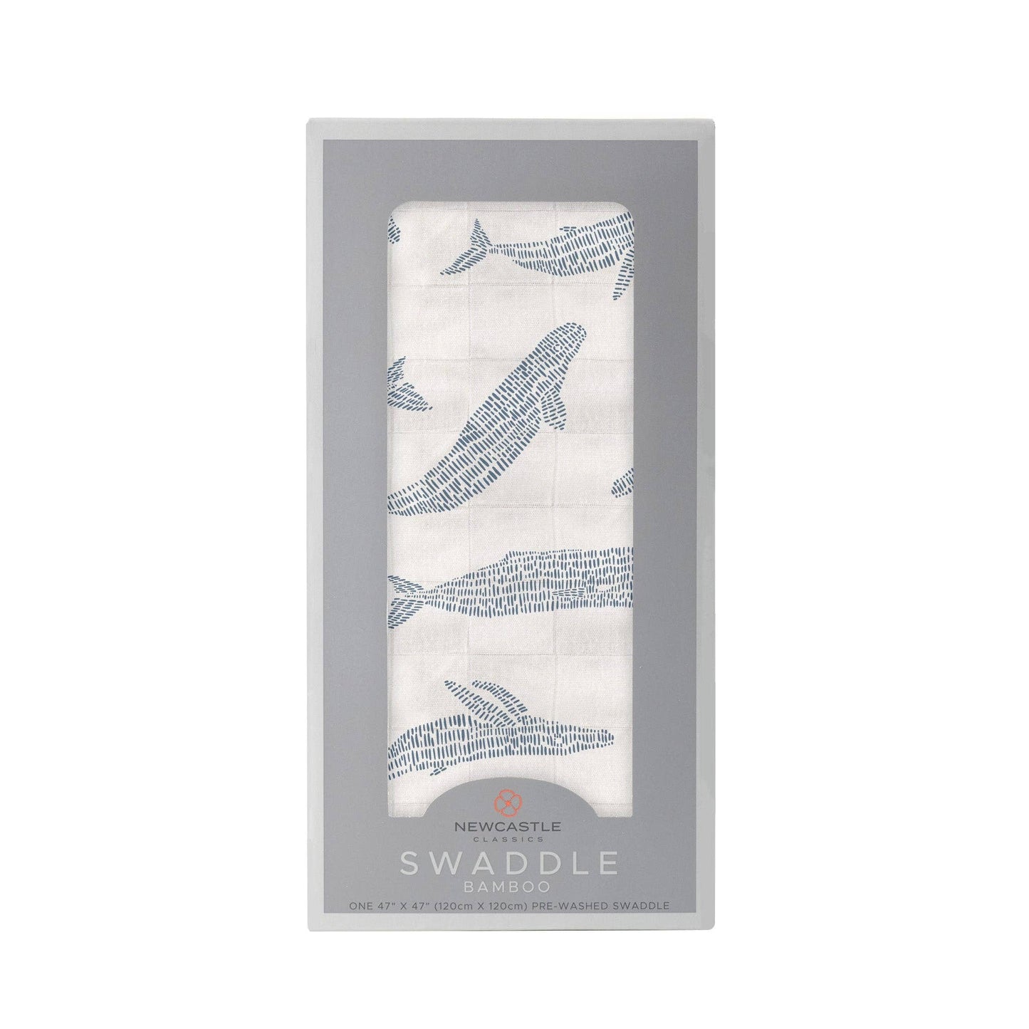 Newcastle Classics - Blue Shadow Whales Bamboo Swaddle