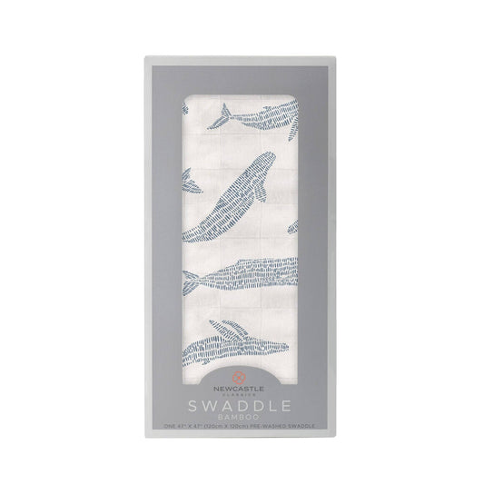 Newcastle Classics - Blue Shadow Whales Bamboo Swaddle