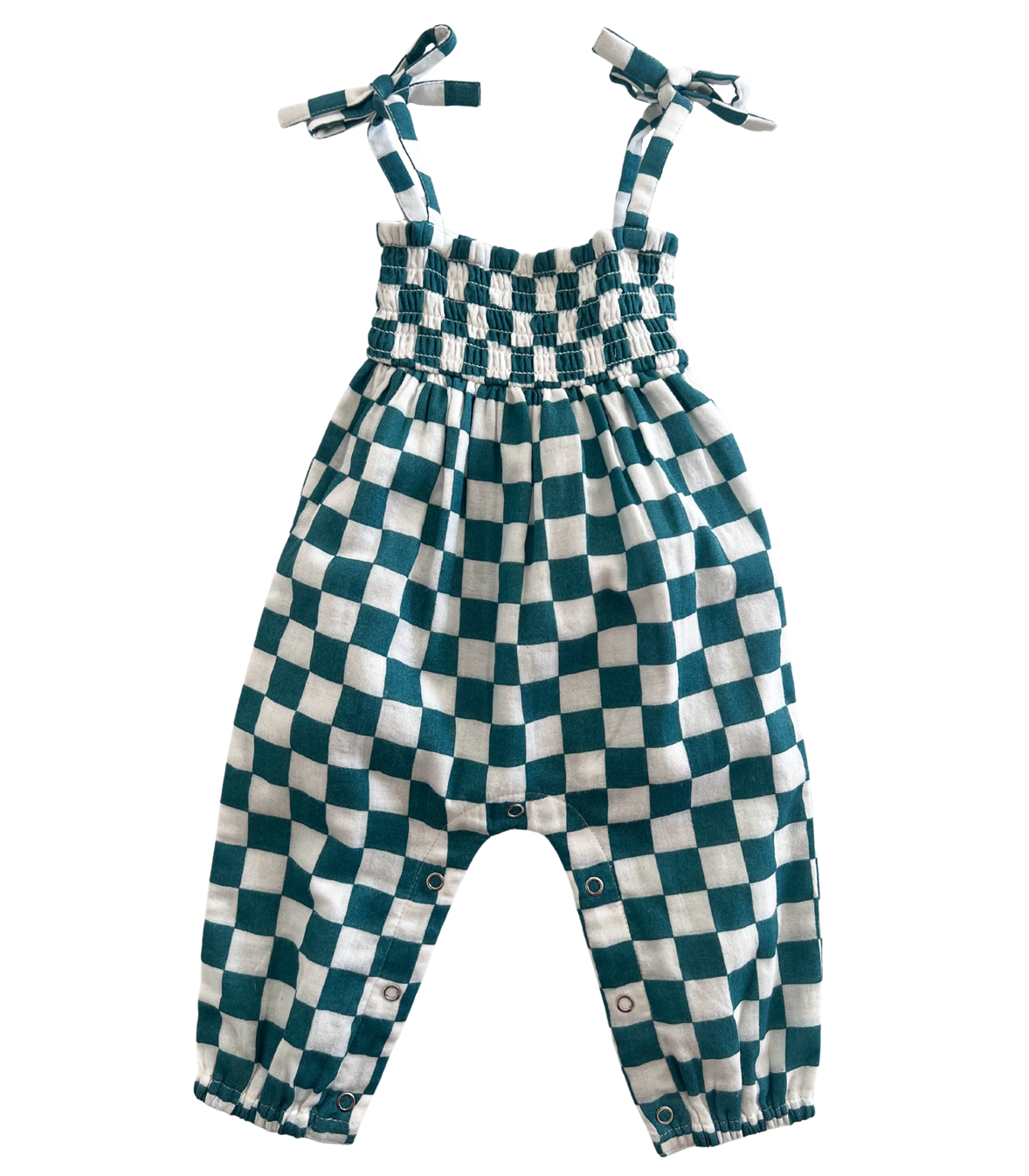SIIX Collection - Pacific Checkerboard / Organic Smocked Jumpsuit