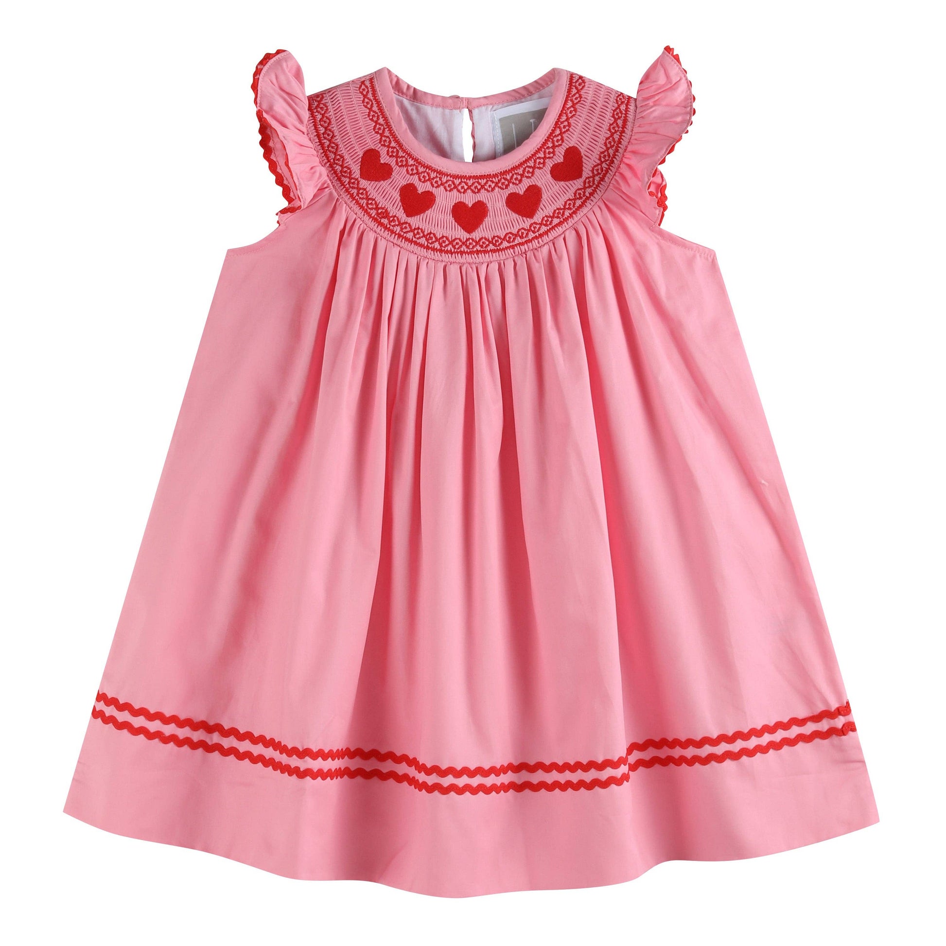Pink Heart Smocked Bishop Dress, 2T