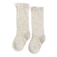 Little Stocking Co. - Heathered Ivory Lace Top Knee High Socks: 4-6 YEARS