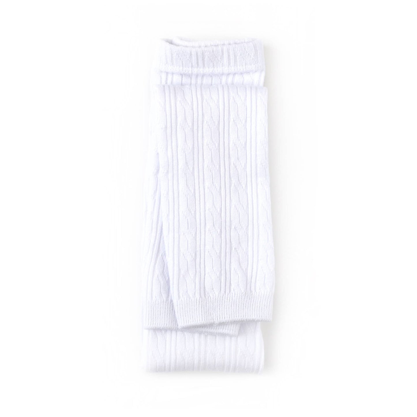 Little Stocking Co. - White Cable Knit Footless Tights: 6 - 12 Months