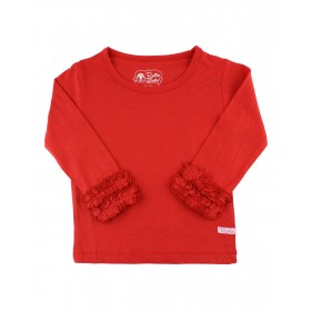 RuffleButts Red Ruffled Long Sleeve Layering Tee