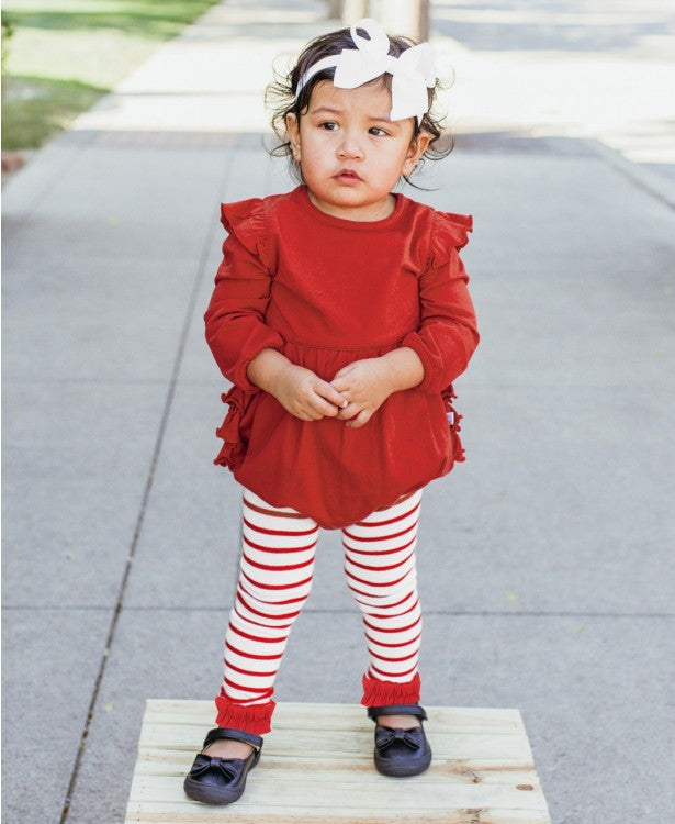 RuffleButts Red Flutter Bubble Romper