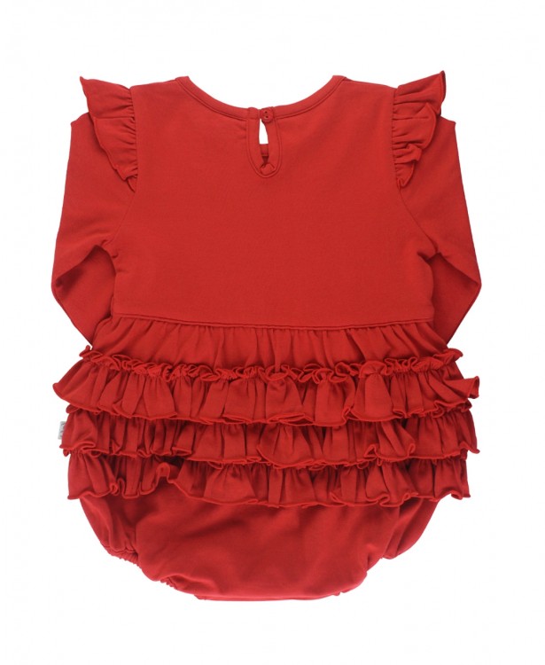 RuffleButts Red Flutter Bubble Romper