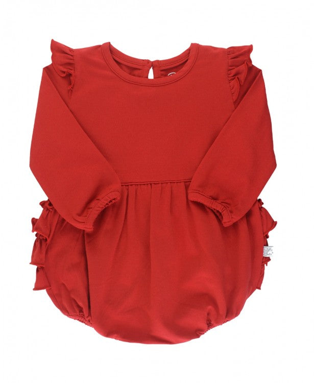 RuffleButts Red Flutter Bubble Romper