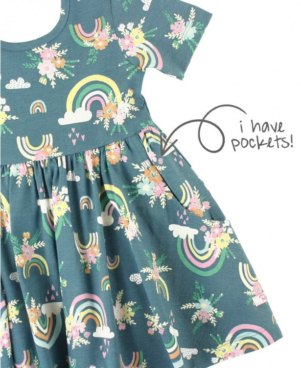 RuffleButts Floral Rainbows Twirl Dress
