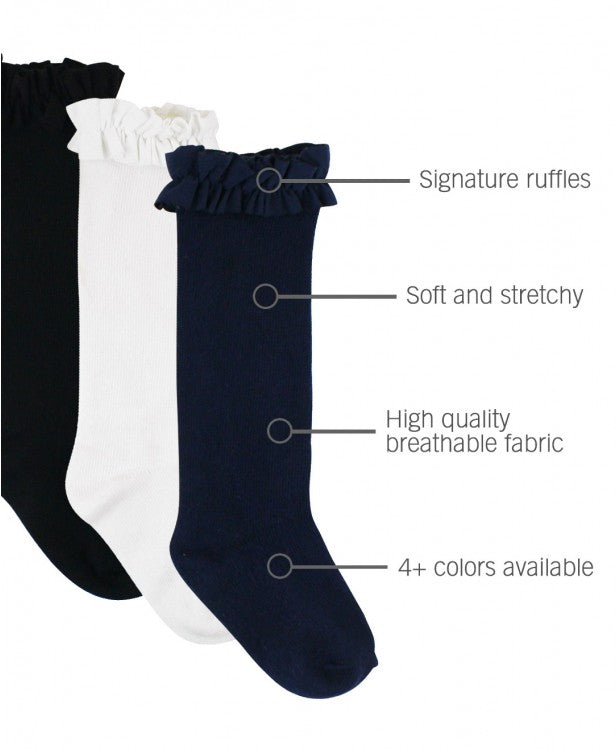 3-Pack White, Navy, Black Knee High Socks