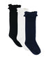 3-Pack White, Navy, Black Knee High Socks